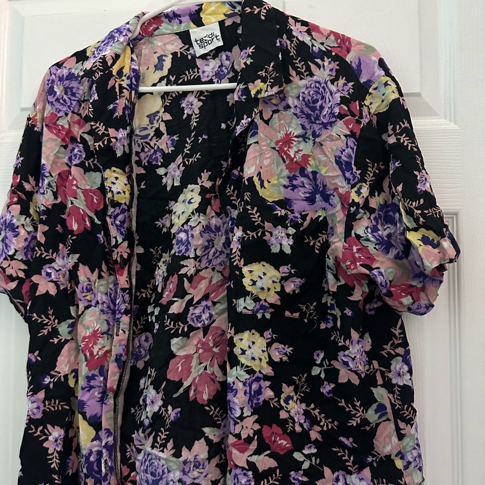 Floral Black Short Sleeve Shirt